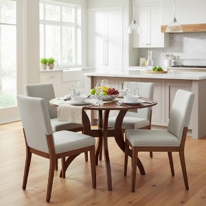 Homy Casa 39.4" Plywood & Rubber Wood Round Dining Table, Walnut - 1 of 4