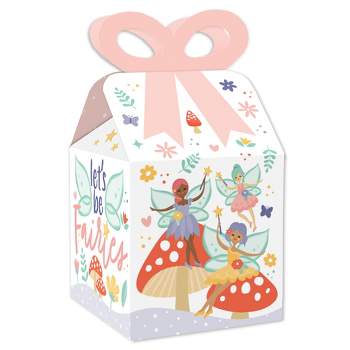 Big Dot of Happiness Let's Be Fairies - Square Favor Gift Boxes - Fairy Garden Birthday Party Bow Boxes - Set of 12