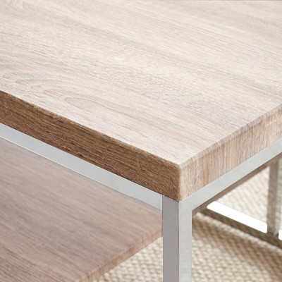 Lucia Rectangular Chrome and Wood Chairside End Table