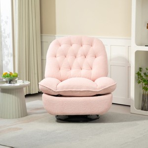 360° Swivel Recliner Adjustable Chair Chenille Swivel Reclining Glider Single Chaise Lounge Sofa Chair With Black Metal Round Base-Cuddlewood - 1 of 4