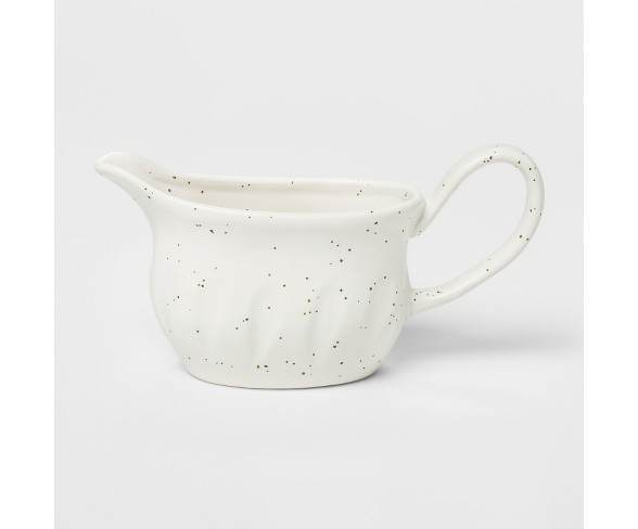 17.4oz Stoneware Gravy Boat White/Brown - Threshold&#153;