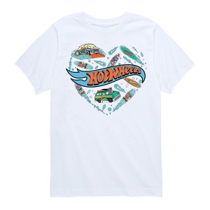 Boys' - Hot Wheels - Surfing Mix In A Heart Short Sleeve Graphic T-Shirt - 1 of 4
