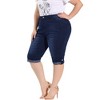 Agnes Orinda Women's Plus Size Mid-Rise Curvy Skinny Stretch Denim Jean Capri - 2 of 4