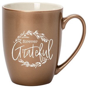 Elanze Designs Forever Grateful Wreath Bronze 10 ounce New Bone China Coffee Cup Mug - 1 of 4