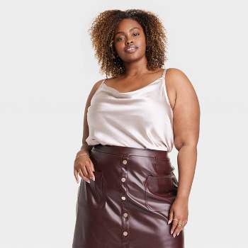 Women's Cropped Slim Fit Smocked Back Denim Corset Tank Top - Ava & Viv™  Indigo 3x : Target