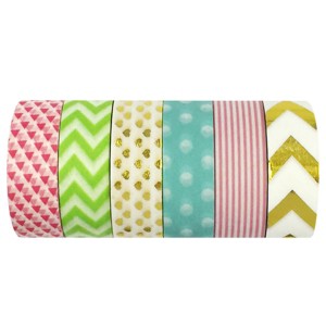 Wrapables Washi Tapes Decorative Masking Tapes, Set of 6 - 1 of 4
