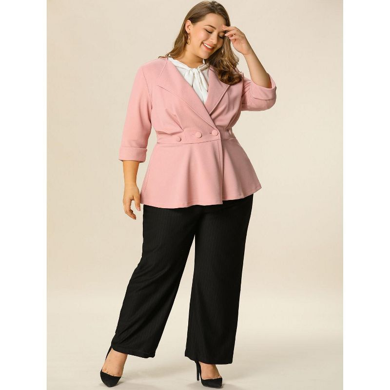 Agnes Orinda Women's Plus Size Ruffle Peplum Ruched Curvy Formal Outfits Blazers, 5 of 8
