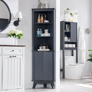SinCiDo 68" Tall Corner Cabinet with Modern Fluted Design, Adjustable Shelves & Curved Profile for Bathroom, Living Room, Kitchen - 1 of 4