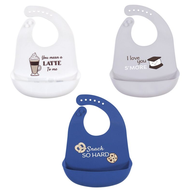 Hudson Baby Infant Boy Silicone Bibs 3pk, You Mean A Latte, One Size, 1 of 4