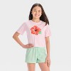 Girls' 2pc Short Sleeve T-Shirt & Boxer Shorts Pajama Set - art class™ - 3 of 4