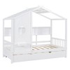 JUJABU Modern Wooden House Bed with Trundle & Storage Shelf for Kids - 2 of 4