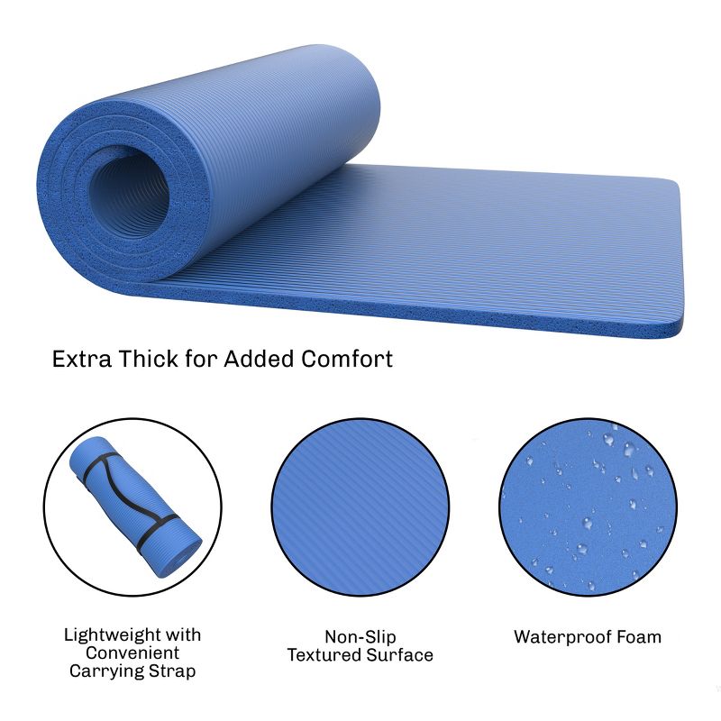 Leisure Sports Waterproof Foam Sleep Pad Camping Mat for Cots, Tents, and Sleeping Bags with Carrying Handle - Blue, 3 of 8