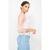 Slickblue Women's Square Neck Smocking Top with Mesh Sleeves - Ruffled Neckline, Dusty Blush or White, Size S-L - 4 of 4