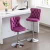 Set of 2 Swivel PU Leather Bar Stools, Adjustable Seat Height From 25-33 Inch, Chrome Base Bar Stools with Comfortable Back for Home Kitchen Island - 2 of 4