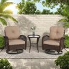 FURNIinspire Patio Seating Sets 3 Pieces Outdoor Rocking Swivel Chair Set, Patio 360 Degree Rocking Chair With Coffee Table, Khaki , 25“*29”*34“ - 4 of 4