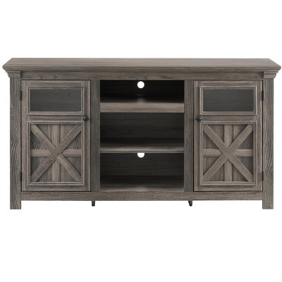 Vynxaria 60" Gray Farmhouse TV Center with Barn Doors and Versatile Storage
