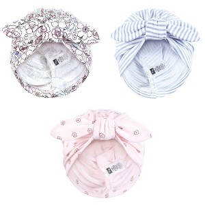 Hudson Baby Infant Girls Turban Cotton Headwraps, So Pretty Flower, 0-24 Months - 1 of 4