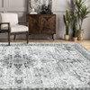 8x10 Large Washable Area Rug, Blue Non Slip Carpet, Stain Resistance Vintage Room Rug, Indoor Floor Carpet for Living Room, Low Profile Rug, Boho Rug - 3 of 4