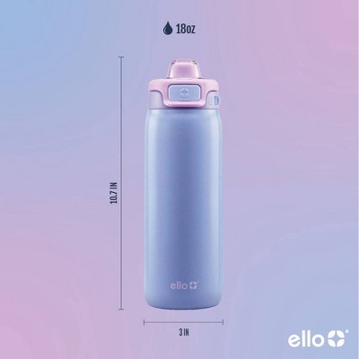 Ello Pop & Fill 18oz Stainless Steel Water Bottle Purple Holographic Glitter Missing plastic top