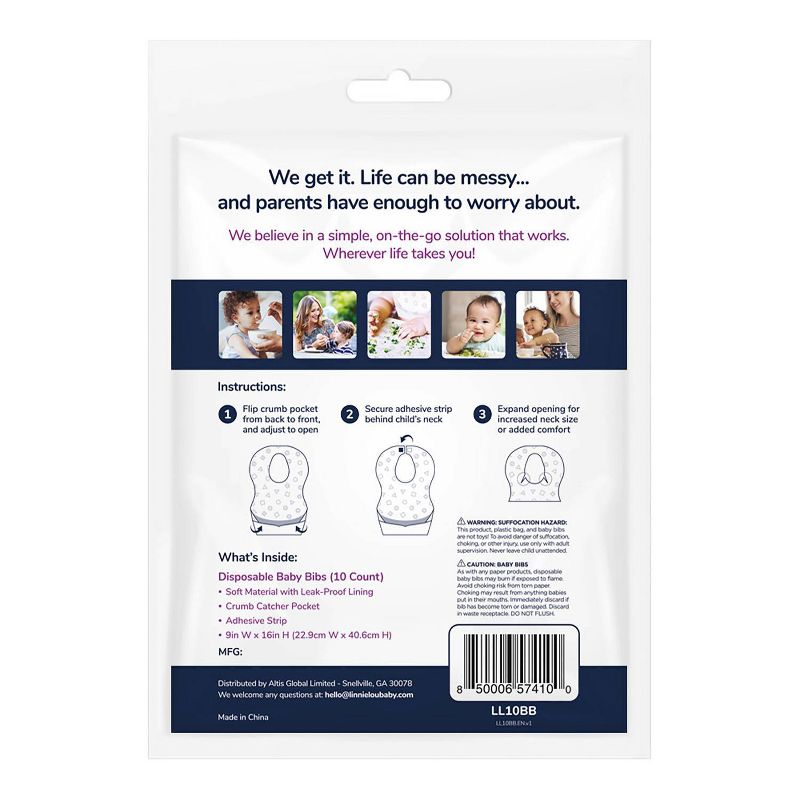 LinnieLou Disposable Baby Bibs - 10ct, 2 of 5
