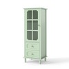 Homy Casa Tall Kitchen Pantry Cabinet with Glass Doors and Drawers, Solid Wood Legs, for Dining Room or Living Room - 2 of 4