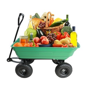 Folding car Poly Garden dump truck with steel frame, 10 inches. Pneumatic tire, 300 pound capacity, 75 liter truck body - 1 of 4