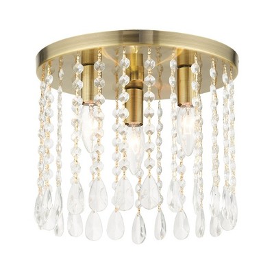 Livex Lighting Elizabeth 3 - Light Flush Mount in  Antique Brass