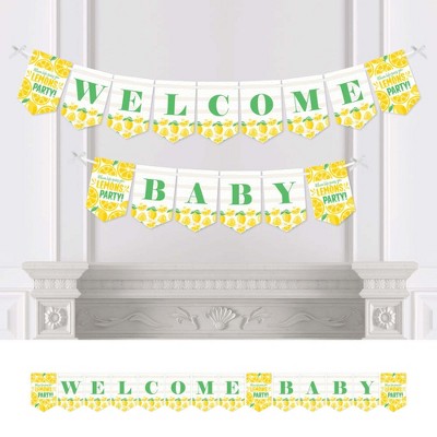 Big Dot of Happiness So Fresh - Lemon - Citrus Lemonade Baby Shower Bunting Banner - Party Decorations - Welcome Baby