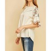 Women's Embroidered Floral Peasant Top - entro - 4 of 4