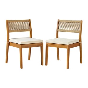 Alaterre Furniture 2pc Barton Outdoor Weather Resistant Stackable Dining Chairs with Cushions - 1 of 4