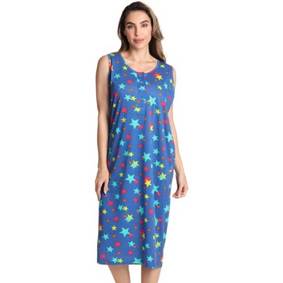 Just Love Womens Nightgown - Sleeveless Henley Oversized Sleepwear Gown