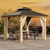 12 x 16 Ft Wood Gazebo, Upgrade Wooden Frame, Double Galvanized Steel Roof, Hardtop Gazebo with Nettings and Curtains - 2 of 4