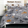 Hachikiko Halloween Quilt Set, All-Season Soft Breathable Bedspread Coverlet with 2 Pillowcases, Spooky Ghost Pumpkin Bat Pattern Bedding Set - 4 of 4