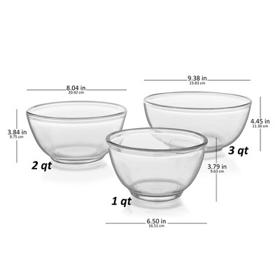Libbey Baker's Basics 3 Piece Glass Mixing Bowl Set, Multi Size - Thumbnail 3