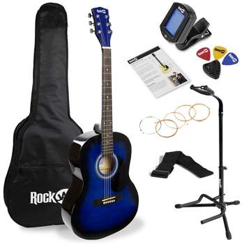 RockJam Acoustic Guitar Kit with Tuner, Bag, Stand, Strap & Lessons AG-1BL-SK