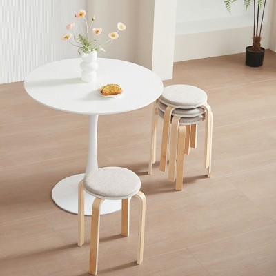 Lirago Set of 4 Gray Stackable Bentwood Stools-Solid Wood Round Backless Chairs for Dining Room Kitchen Classroom 11.81"W * 11.81"L * 15.74"H