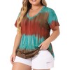Agnes Orinda Women's Plus Size V Neck Short Sleeve Casual Stripe Tie Dye Basic T-Shirts - 2 of 4