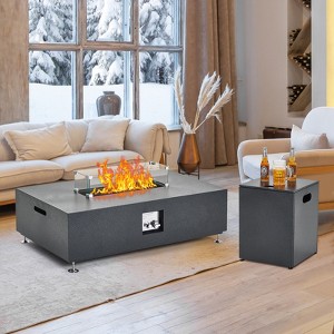 56 Inch Propane Fire Pit Table with Wind Guard, Glass Beads, Rain Cover, Sturdy Steel Anti-Rust Finish, CSA Safety Certified Outdoor Firepit - 1 of 4