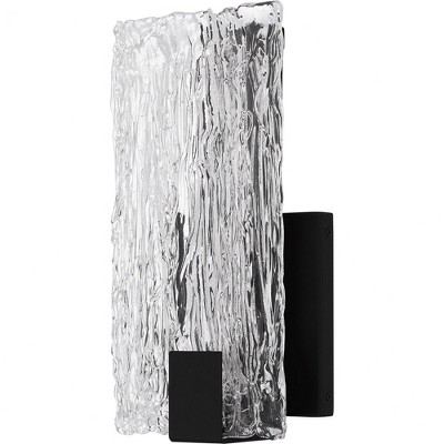 Winter Matte Black and Clear Textured Glass LED Wall Sconce