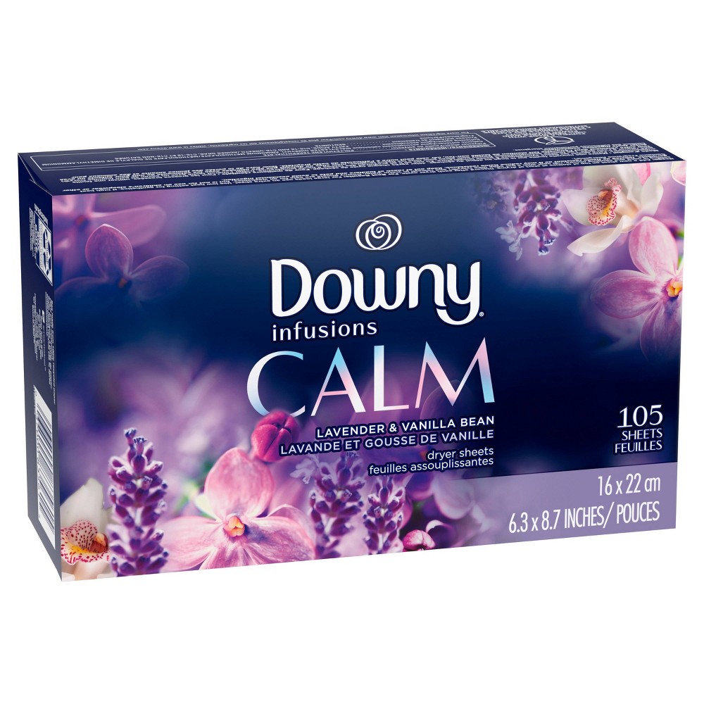 Downy Infusions Fabric Softener Dryer Sheets, Calm, Lavender & Vanilla Bean, 105 count (B008UQVA9G)