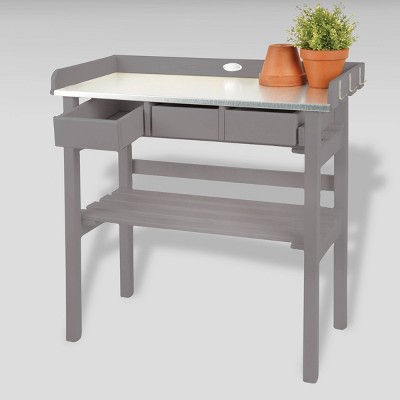 32" Country Folklore Garden Wood Bench Gray - Esschert Design