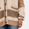 Knit & Lounge Women’s Chunky Knit Button Front Long Sleeve V-Neck Striped Cardigan with Drop Shoulders Ribbed Trim Oversized - 3 of 4