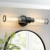 POWLIG 19.87-in 2-Light Black Modern Dimmable Wall Sconce with Threaded Glass Shade - 3 of 4