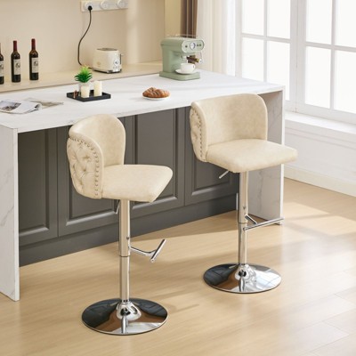 NicBex Set of 2 Bar Stools for Kitchen Island,PU Leather Counter Bar Stools with Whole Back Tufted,Bar Chairs for Dining Rooms,Kitchens Islands