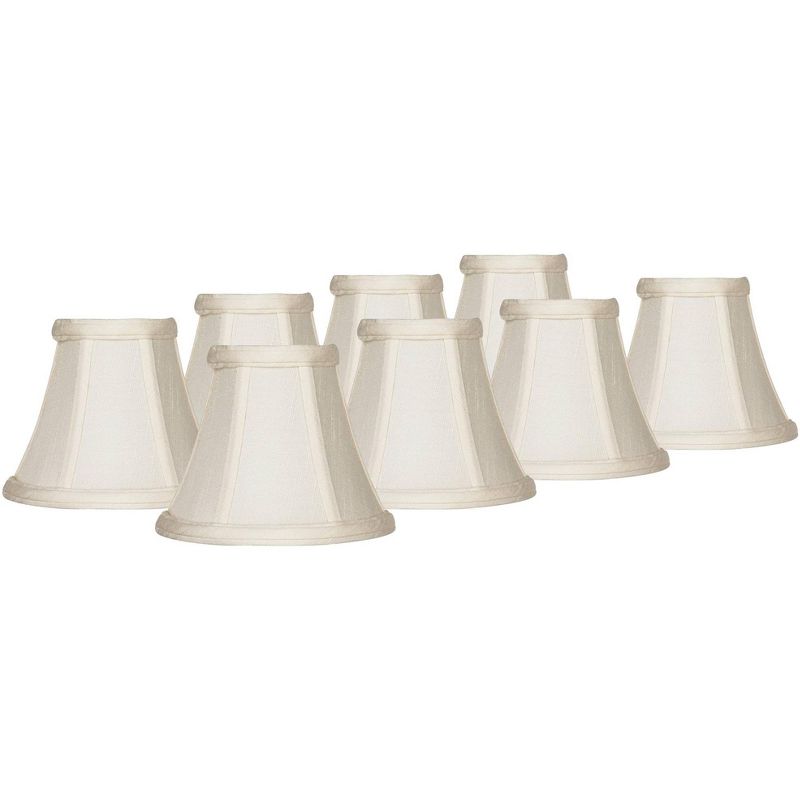 Imperial Shade Set of 8 Hardback Bell Lamp Shades Evaline Cream Small 3" Top x 6" Bottom x 5" High Candelabra Clip-On Fitting, 1 of 8