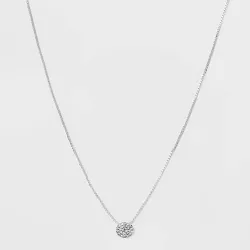 Pave Circle Pendant Necklace - A New Day™ Silver