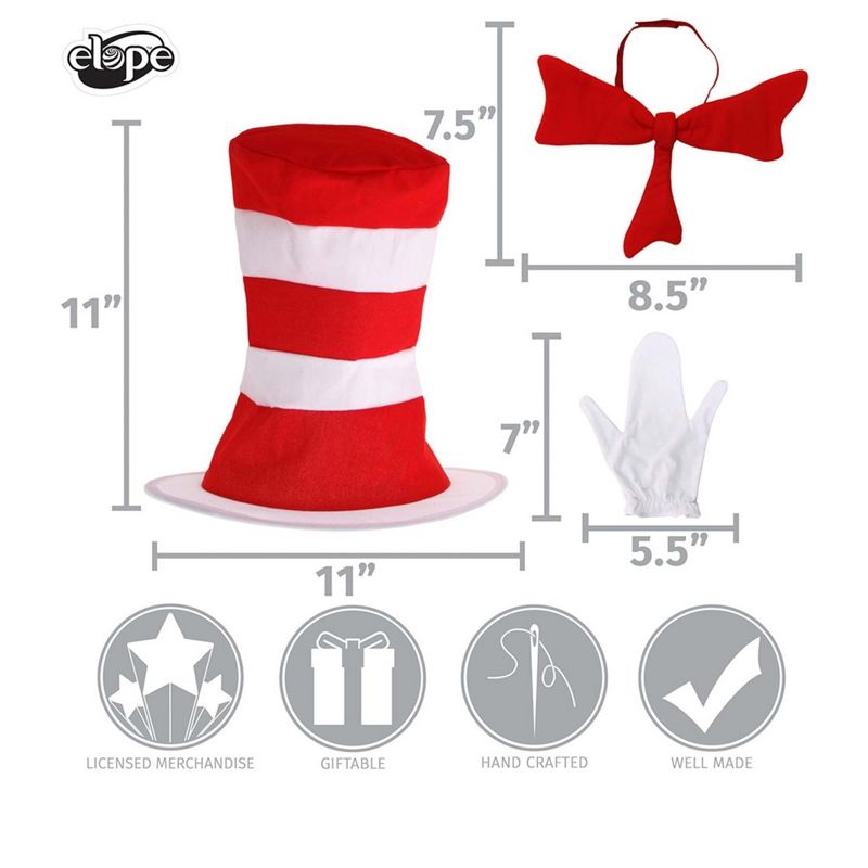 HalloweenCostumes.com    Dr. Seuss Cat in the Hat Costume Accessory Kit for Kids, Black/White, 4 of 6
