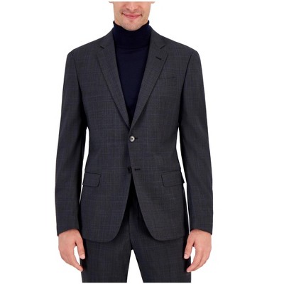 Armani Mens Windowpane Two Button Blazer Jacket, Grey, 40 Regular