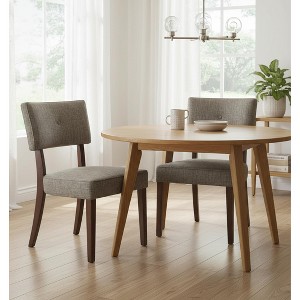 Homy Casa Upholstered Dining Chairs Set of 2, Wood Frame, Modern Comfort,Gray - 1 of 4