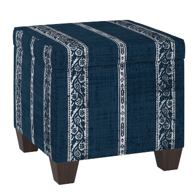 Ottoman Block Print Striped Navy - Threshold™